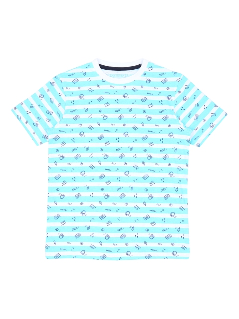 

POPPERS by Pantaloons Boys Turquoise Blue Striped Round Neck T-shirt