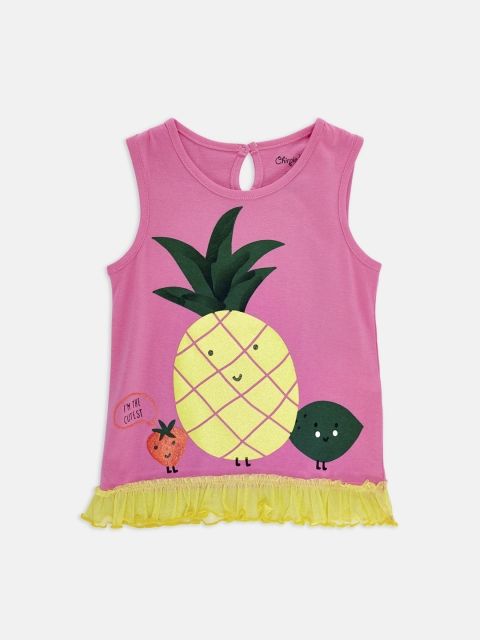 

Chirpie Pie by Pantaloons Girls Pink Printed Tank Top