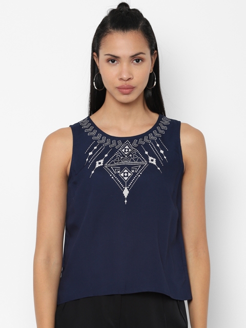 

People Women Navy Blue Tribal Print Top