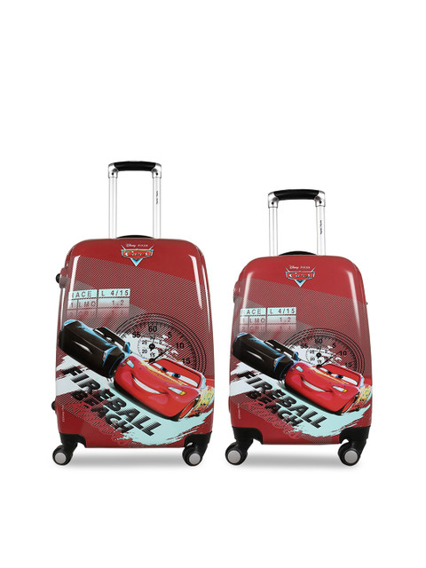

HUMTY DUMTY Boys Set Of 2 Red & Black Car Printed Hard-Sided Trolley Suitcases