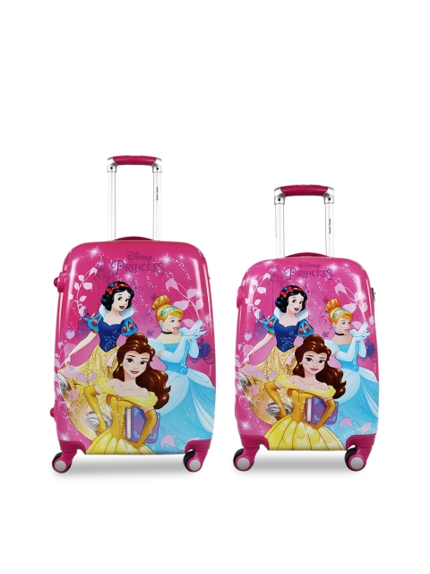 

HUMTY DUMTY Set Of 2 Girls Pink & Blue Printed Princess Group Hard-Sided Trolley Suitcases