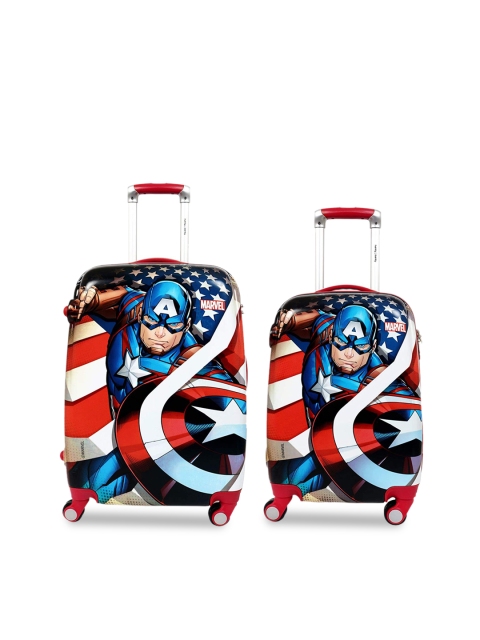 

HUMTY DUMTY Boys Set Of 2 Blue & Red Printed Captain America Hard-Sided Trolley Suitcases