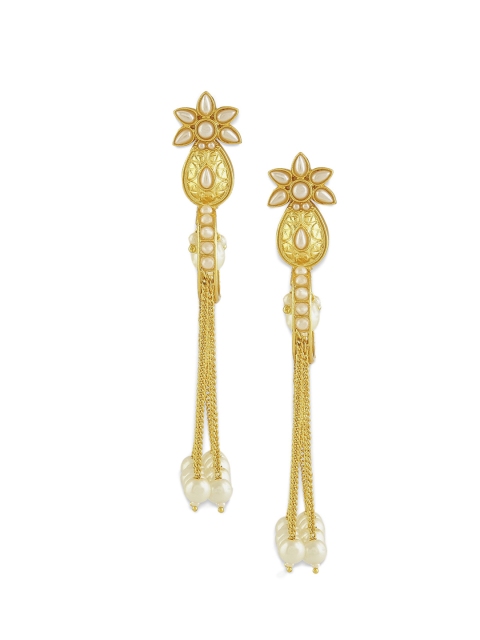 

AccessHer Gold-Toned Contemporary Drop Earrings