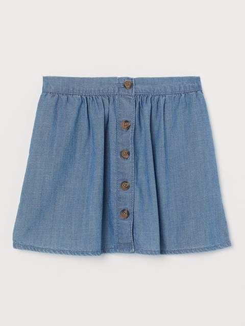 

H&M Girls Blue Solid Cotton Skirt