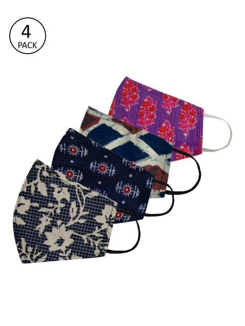 

Anouk Adults Multicoloured Pack of 4 Printed Reusable 3-Layer Protective Fashion Masks, Multi