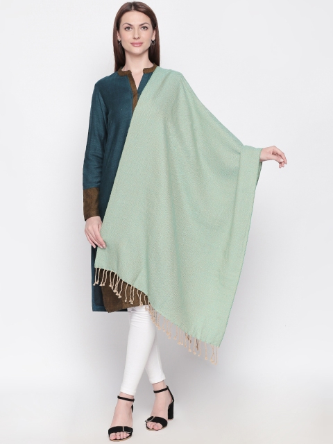 

RANGMANCH BY PANTALOONS Green Woven Design Pure Wool Shawl