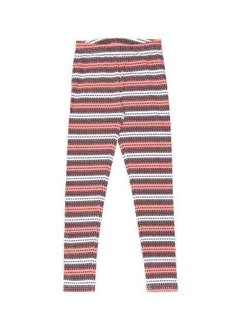 

POPPERS by Pantaloons Girls White and Pink Striped Skinny Fit Leggings