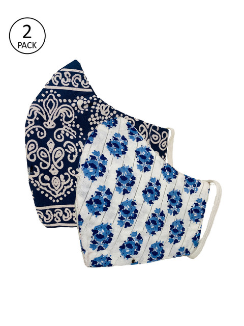 

Sera Unisex 2 Pcs 3-Ply Printed Reusable Outdoor Fabric Masks, Blue