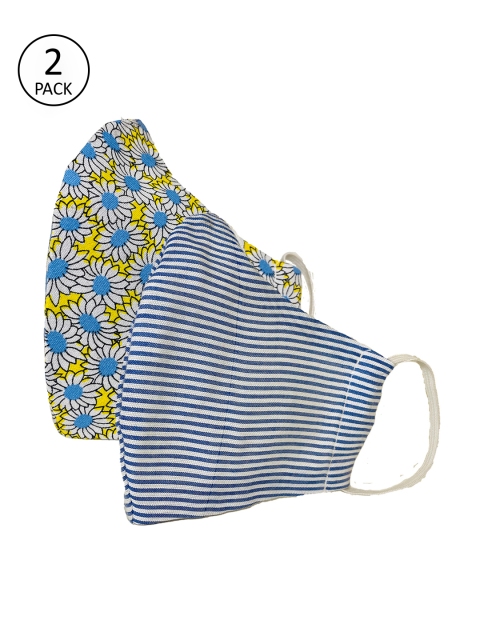 

Sera Unisex 2 Pcs Printed 3-Ply Reusable Outdoor Fabric Masks, Blue