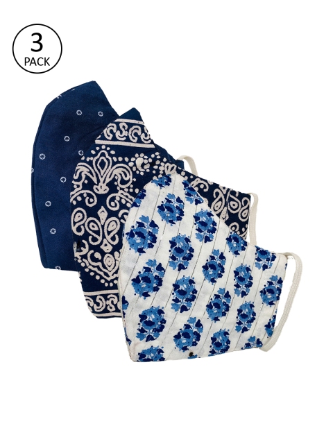 

Sera Unisex 3 Pcs Printed 3-Ply Reusable Outdoor Fabric Masks, Navy blue