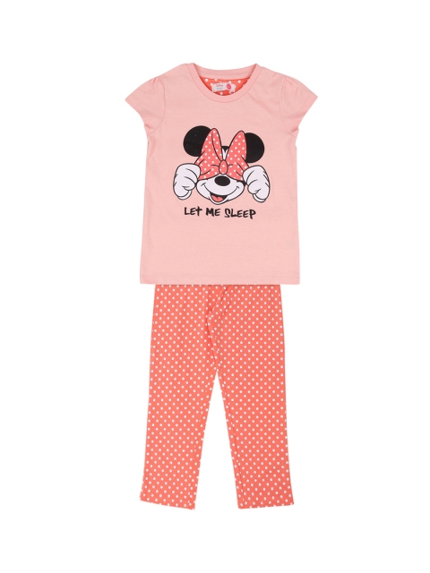 

Pantaloons Junior Girls Peach-Coloured Minnie Mouse Printed Night suit