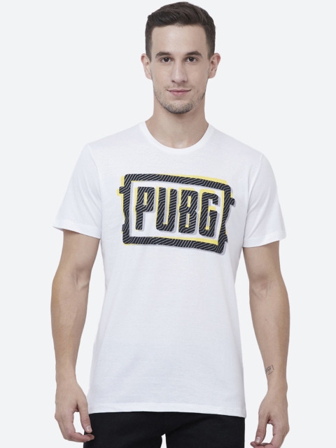 

Free Authority Men White & Black PUBG Printed Round Neck T-shirt