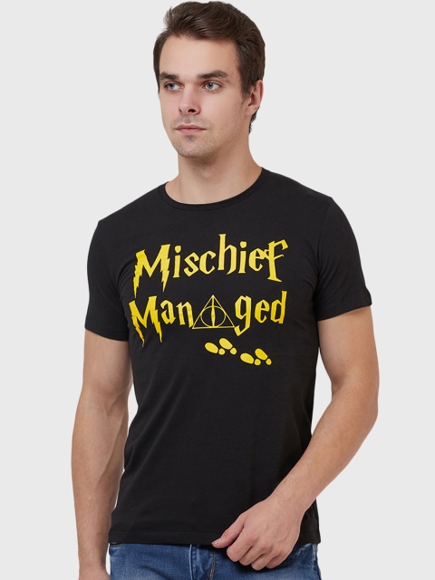 

Free Authority Men Black Harry Potter Printed Round Neck T-shirt