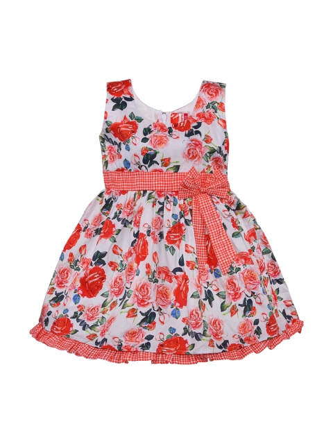 

Wish Karo Girls Red & White Floral Printed Fit and Flare Dress