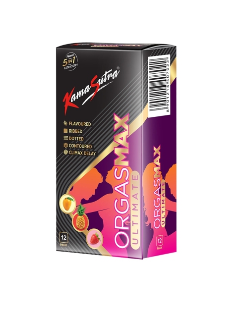 

Kama Sutra Orgasmax Ultimate 5-in-1 Flavoured Dotted Condoms - 12 Count, Multi