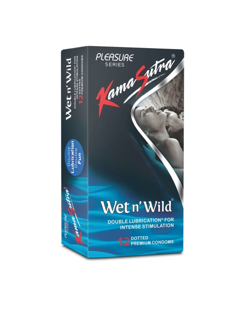 

KamaSutra Wet n Wild Dotted Lubricated Condoms - 12 Count, Blue