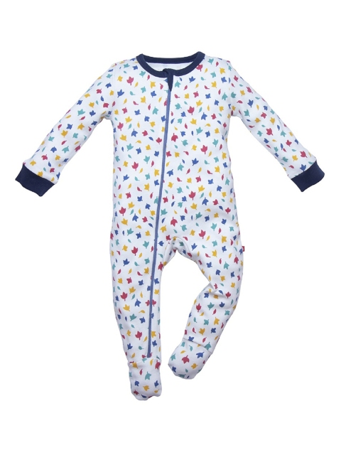 

Nino Bambino Infant White & Red Printed Pure Organic Cotton Sleepsuit