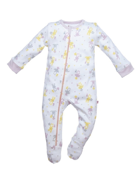

Nino Bambino Infant Boys White & Pink Printed Pure Organic-Cotton Sleepsuit