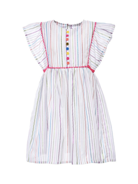 

A Little Fable Girls Multicoloured Striped Fit and Flare Dress, Multi