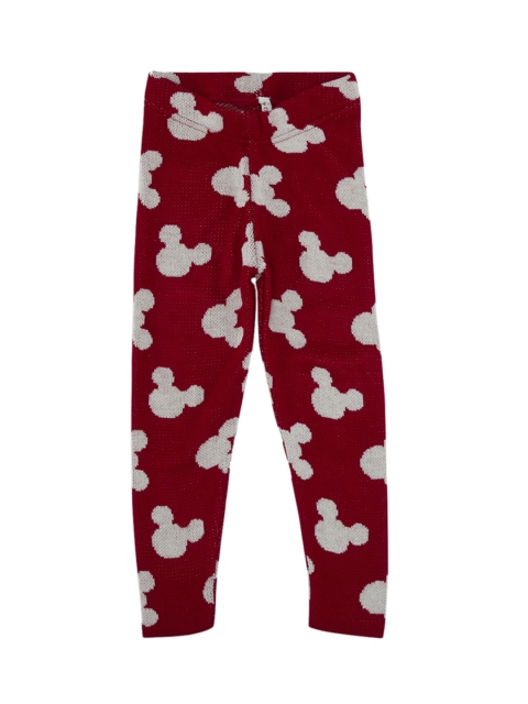 

CHALK by Pantaloons Girls Red & Off-White Printed Ankle-Length Leggings