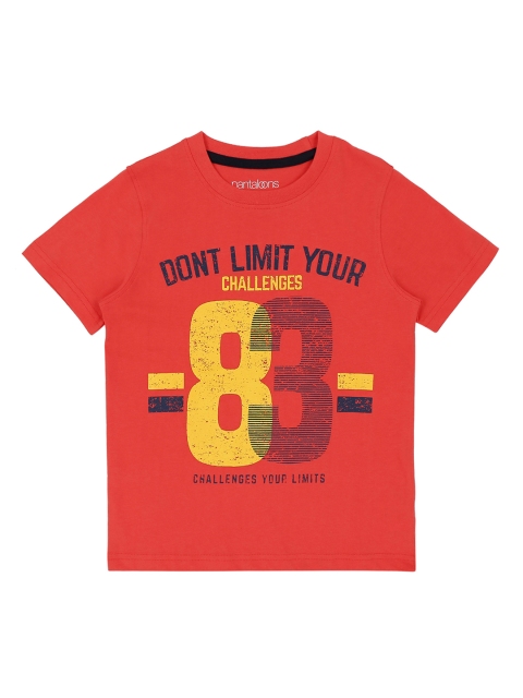 

CHALK by Pantaloons Boys Red Printed Round Neck Pure Cotton T-shirt