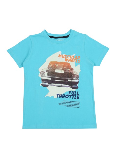 

CHALK by Pantaloons Boys Blue Printed Round Neck Pure Cotton T-shirt