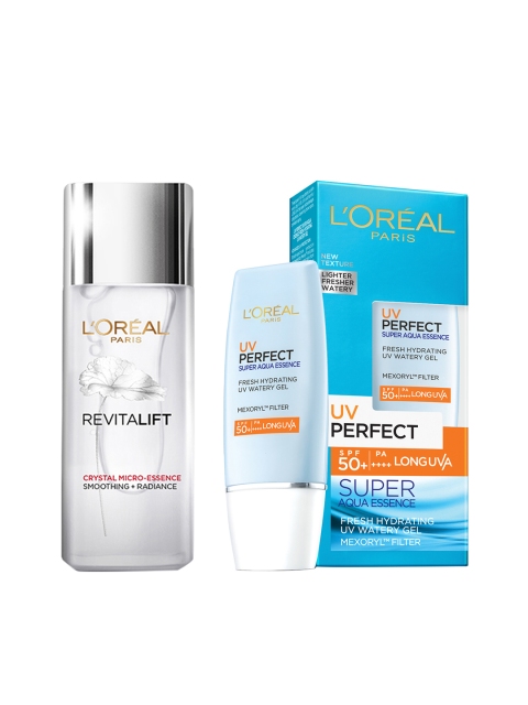 

L'Oreal Paris Pack of 2 Micro-Essence Serum & UV Perfect SPF 50+ PA++++ Essence Sunscreen, White