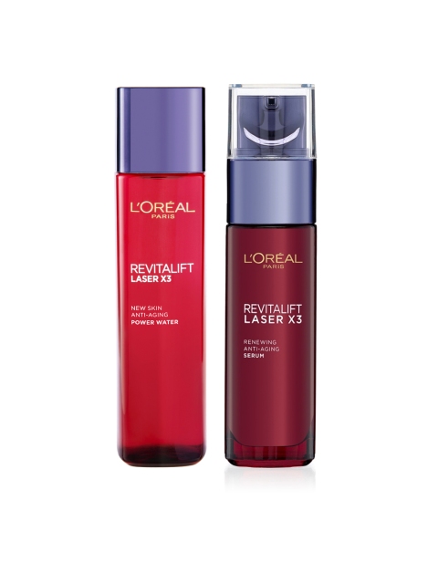 

L'Oreal Paris Pack of 2 Revitalift Laser X3 Anti-Ageing Face Serum & Laser X3 Power Serum, Red