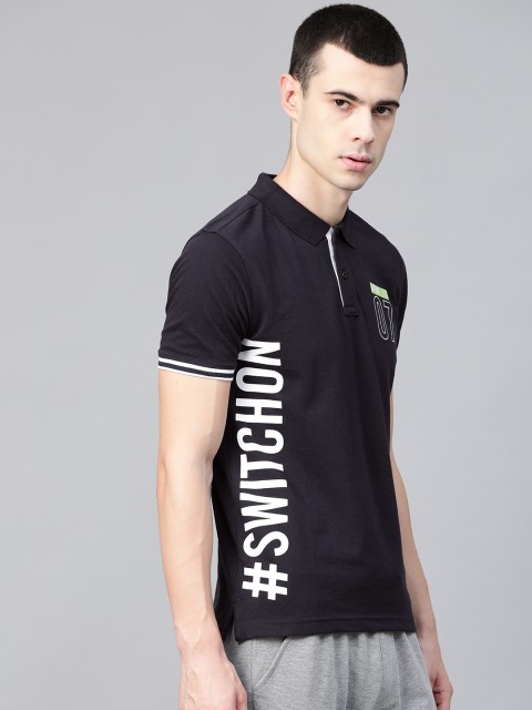 

M7 by Metronaut Men Navy Blue & White Printed Polo Collar T-shirt
