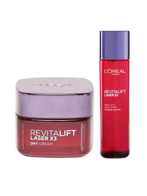 

L'Oreal Paris Pack of 2 Revitalift Laser X3 Day Cream & Laser X3 Power Serum, Red