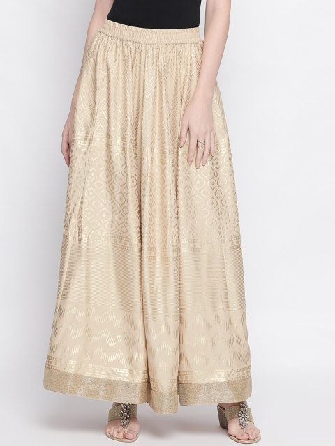 

AKKRITI BY PANTALOONS Women Gold-Coloured Printed Flared Maxi Skirt