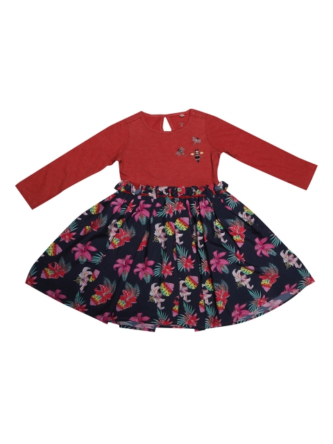 

Allen Solly Junior Girls Maroon Printed Fit and Flare Dress