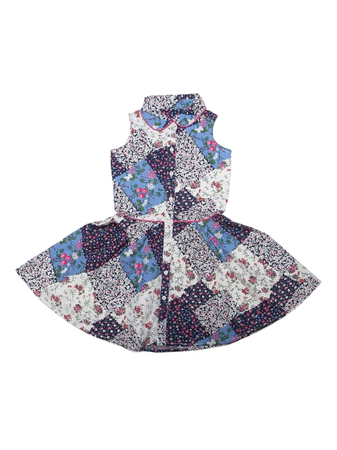 

Allen Solly Junior Girls White & Blue Floral Printed Fit and Flare Dress