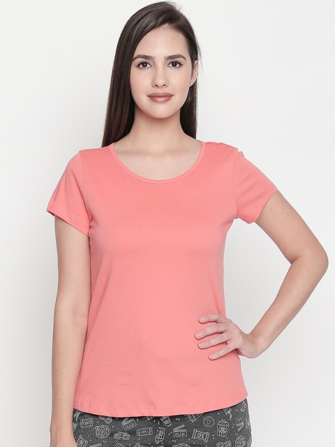 

Dreamz by Pantaloons Women Coral Pink Solid T-shirt