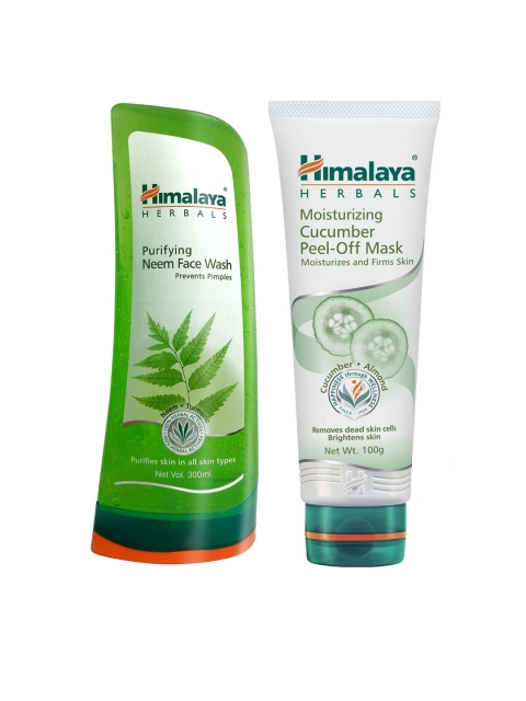 

Himalaya Set Of Purifying Neem Face Wash & Moisturizing Cucumber Peel-Off Mask, Green