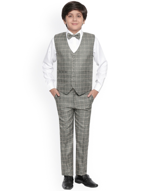 

Jeetethnics Boys Grey & White Shirt with Trousers & Bow