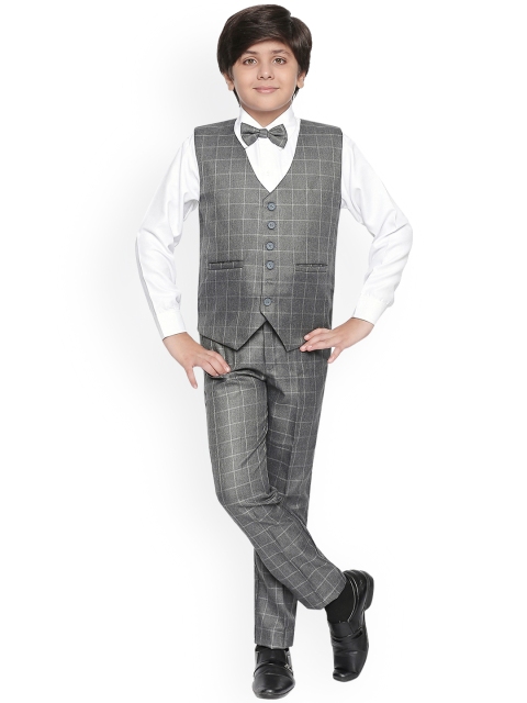 

Jeetethnics Boys Grey & White Checked Shirt with Trousers