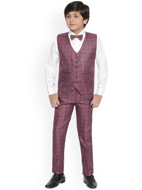 

Jeetethnics Boys Pink & White Checked Shirt with Trousers