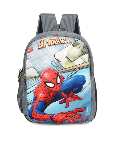 

Priority Boys Grey & Blue Spiderman Printed Backpack