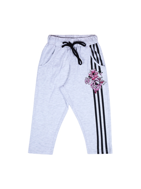 

Monte Carlo Girls Grey Melange & Pink Floral Printed Track Pants