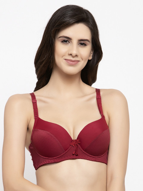 

Quttos Maroon Self Design Underwired Non Padded T-shirt Bra QT-BR-4002-MAH-30B