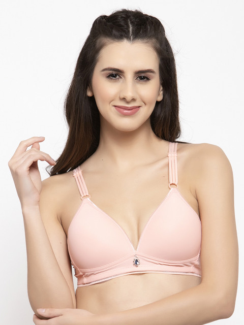 

Quttos Pink Solid Non-Wired Lightly Padded T-shirt Bra QT-BR-4003