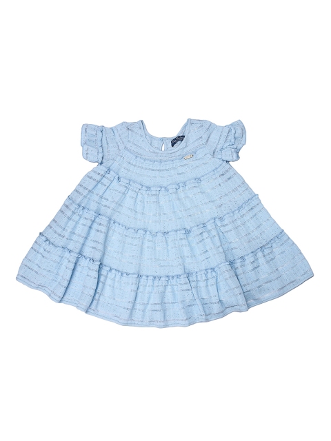 

One Friday Girls Blue Self Design Fit and Flare Dress