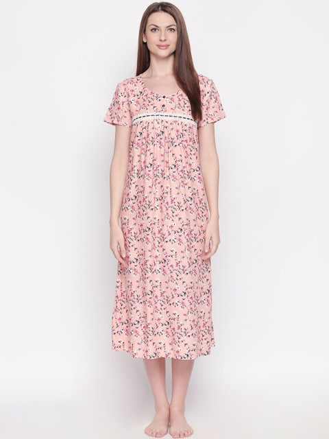 

Dreamz by Pantaloons Pink & Black Floral Printed Nightdress
