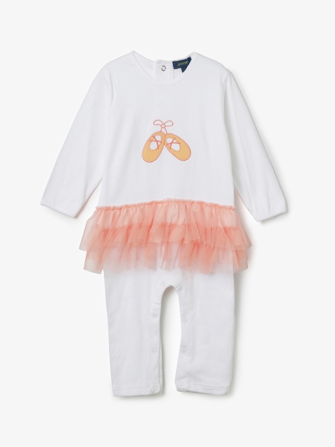 

Juniors by Lifestyle Infant Girls White & Orange Printed Sleepsuit