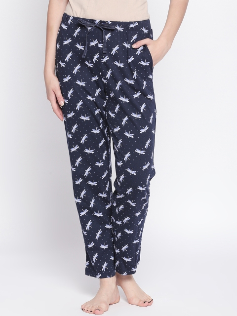 

Dreamz by Pantaloons Navy Blue & White Printed Lounge Pants