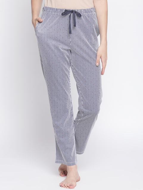 

Dreamz by Pantaloons Women Navy Blue & White Striped Lounge Pants