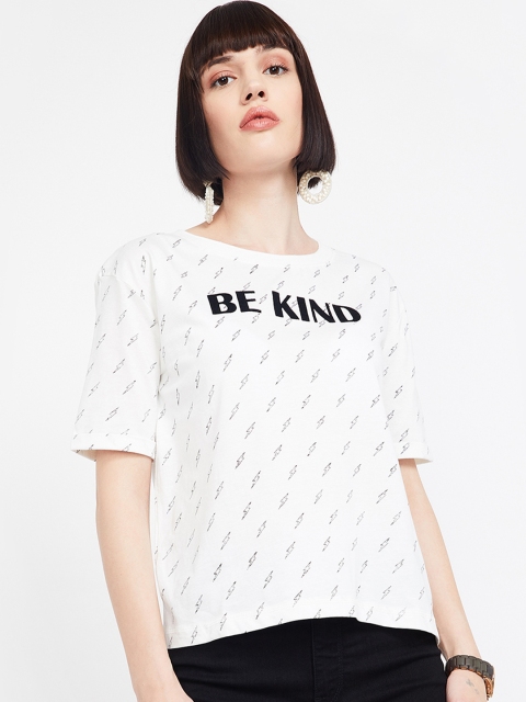

Fame Forever by Lifestyle Women White Printed Boxy Pure Cotton Top