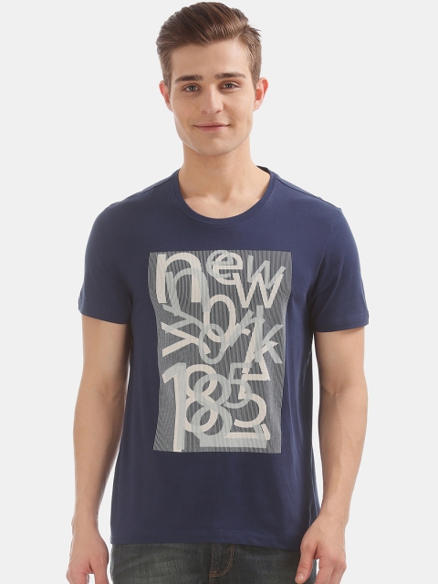 

Arrow New York Men Blue Printed Round Neck T-shirt