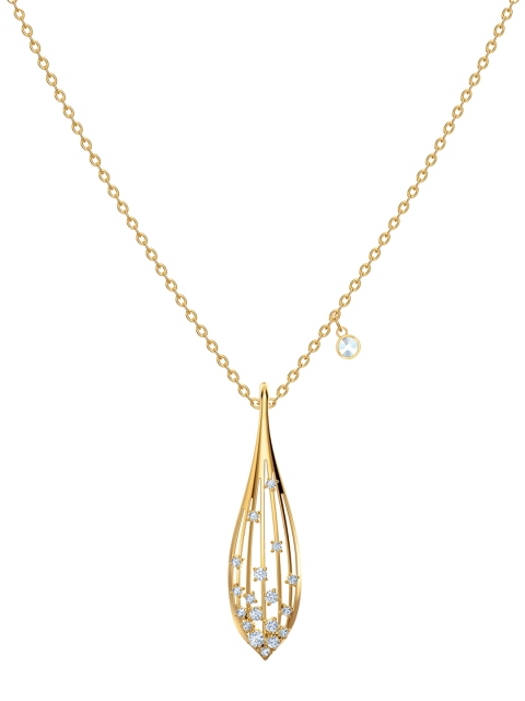 

SWAROVSKI Gold-Plated & White Stone-Studded Olive Leaf-Shaped Pendant With Chain